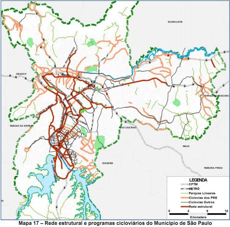 Mapa Sao Paulo ścieżka rowerowa