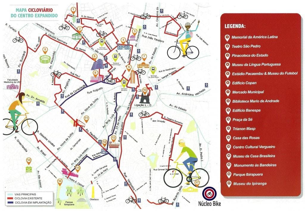 Mapa Sao Paulo ścieżka rowerowa