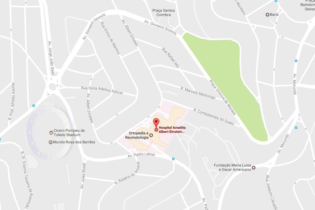 Mapa Żydowskiej szpitalu Albert Einstein