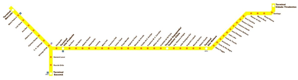 Mapa Sacomã terminal Espresso Tiradentes