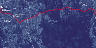 Mapa коредоре BRT metropolitano Itapevi-Котия