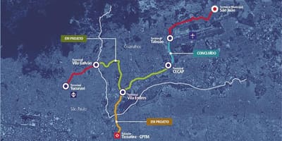 Mapa коредоре Metropolitano Guarulhos - Tucuruvi