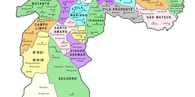 Mapa субпрефектуры miasta Sao Paulo