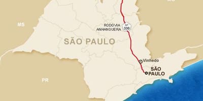 Mapa autostrady Аньянгуэра - SP 330