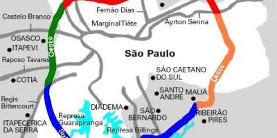 Mapa autostrady Мариу Covas - SP 21
