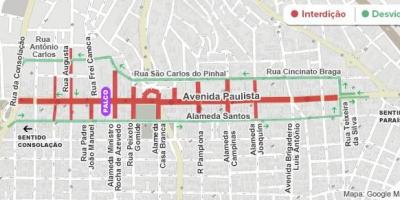 Mapa avenida Paulista w Sao Paulo