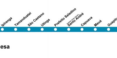 Mapa Sao Paulo CPTM - linia 10 - turkusowy