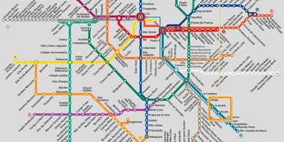 Mapa metra w Sao Paulo