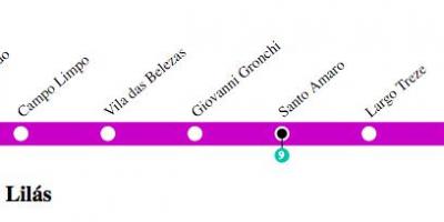 Mapa metra w Sao Paulo - linia 5 - Liliowy
