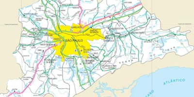 Mapa dróg obrzeżach Sao Paulo