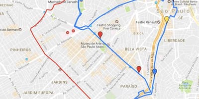 Mapa okrągłe turismo Sao Paulo - line
