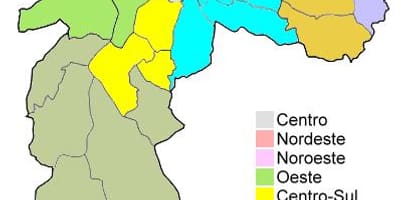 Mapa powiatów w Sao Paulo