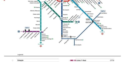 Mapa Sao Paulo CPTM transportu