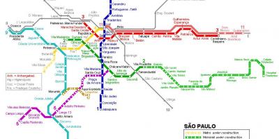 Mapa Sao Paulo jednotorowe