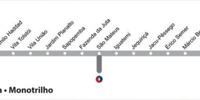 Mapa Sao Paulo monorail - linia 15 - srebrny