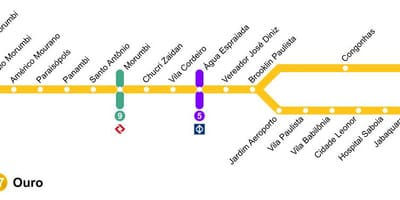 Mapa Sao Paulo monorail - linia 17 - złoto